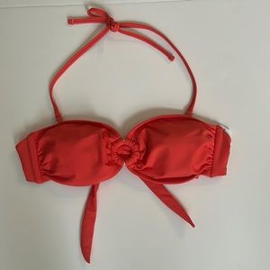 Sandflower Coral front ring bandeau swimsuit top